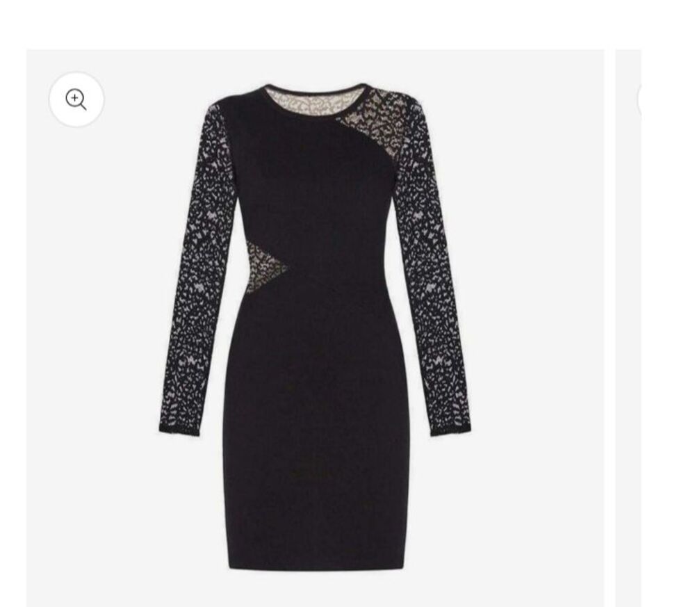 BCBG Max Azaria Women's Jorden Lace Contrast Bodycon Long Sleeve LBD, S
